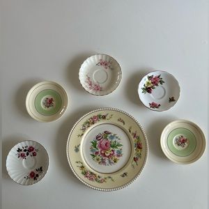Set of antique saucers and plate